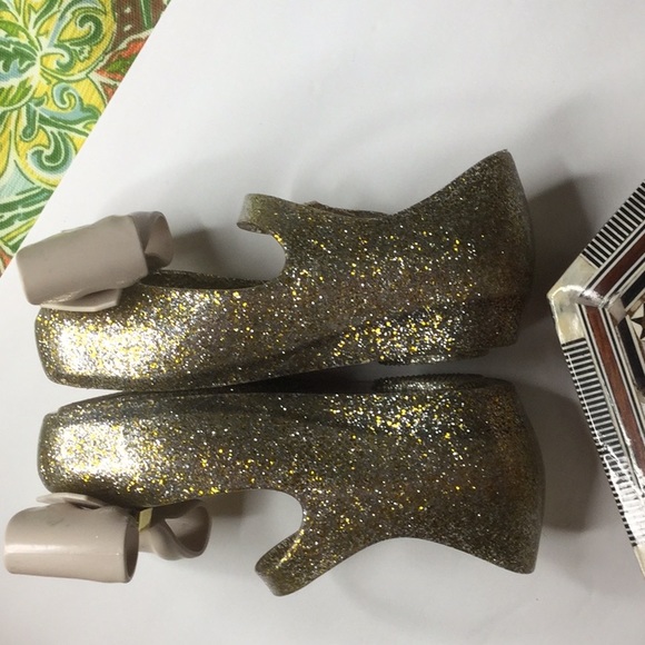Mini Melissa gold glitter Ultragirl bow jelly flat - Picture 6 of 8